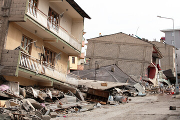 Destroyed city street after Earthquake in Van, Ercis, Turkey. It is 604 killed and 4152 injured in...