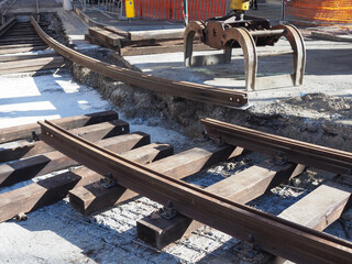 tramway rails construction work