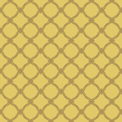 Vector abstract seamless pattern. Diamond grid, mesh, lattice, rhombuses. Yellow mustard color background. Simple geometric ornament. Elegant graphic texture. Repeat geo design for decor, textile