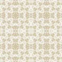 Golden vector geometric seamless pattern with mosaic structure, grid, lattice, chevron, arrows, diamonds, lines. Abstract gold and white texture. Modern luxury background. Stylish repeat geo design