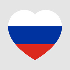 Flag of Russia in heart shape. Russia national symbol. Vector illustration