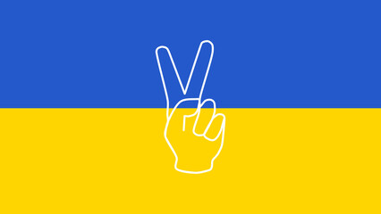 Hand with peace sign, victory sign for Ukraine, Hand mit Friedenszeichen, Siegeszeichen für die...