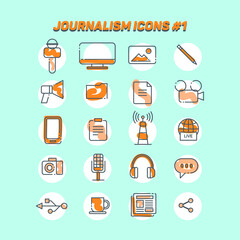 journalism icons, journalistic communication icons, journalistic report icons