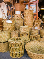 wicker market. baskets, baskets, bags and stacked trunk. typical delta object. port of fruits, tiger, argentina