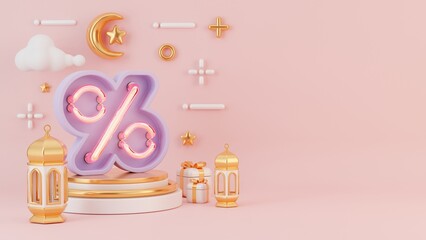 3D rendering of creative concept islamic ramadan illustration background