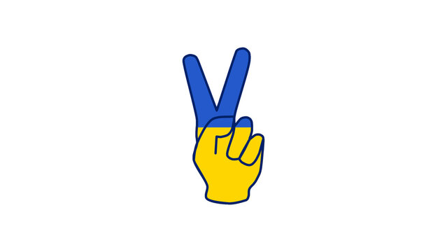Hand with peace sign, victory sign for Ukraine, Hand mit Friedenszeichen, Siegeszeichen für die Ukraine