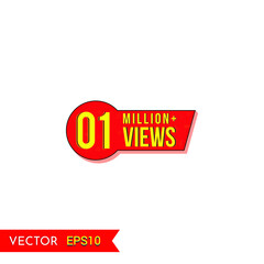 1M views celebration background design. 1 Million views. Creative celebration views typography design badges.abstract promotion graphic elements vector illustration.