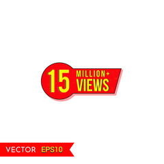 15M views celebration background design. 15 Million views. Creative celebration views typography design badges.abstract promotion graphic elements vector illustration.