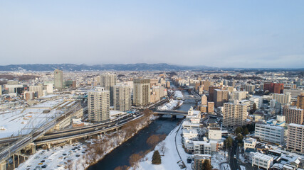 Fototapeta premium 《岩手県》冬の盛岡市の街並み