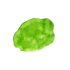 Abstract green watercolor stain, isolated. Watercolor hand drawn texture for backgrounds, cards, banner and flyers