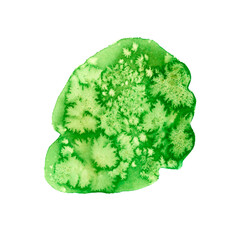 Abstract green watercolor stain, isolated. Watercolor hand drawn texture for backgrounds, cards, banner and flyers