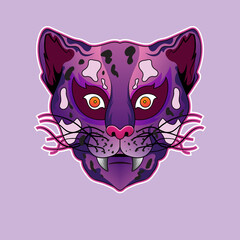 Illustration animal beast dark leopard head Tattoo in vector perfect for T-shirt, Apparel or merchandise design