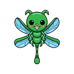 Cute little green dragonfly cartoon
