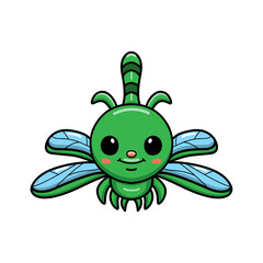 Cute little green dragonfly cartoon