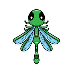 Cute little green dragonfly cartoon
