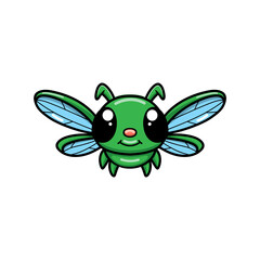 Cute little green dragonfly cartoon