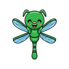Cute little green dragonfly cartoon