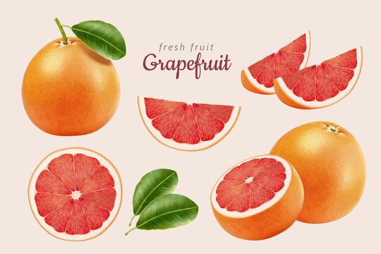 Red grapefruit set