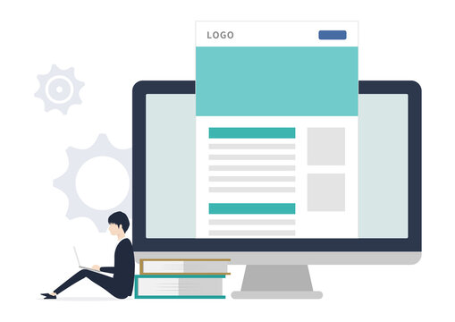 副業ブログで稼ぐサラリーマンのイラスト素材｜mayucolor02