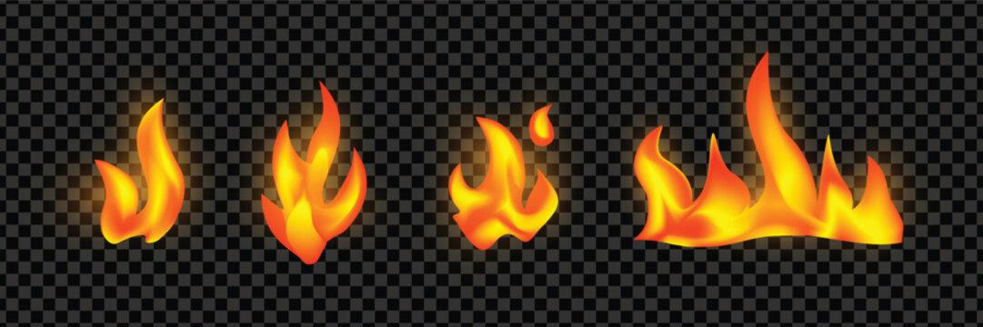 Fire flames vector illustration on dark isolated background