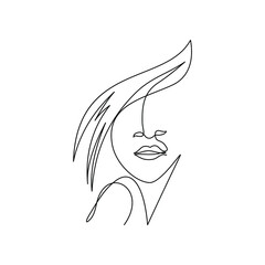 One Single Line Drawing Woman Beauty Abstract Face