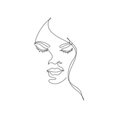 One Line Continuous Woman's Face