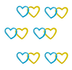 Ukrainian symbols of hearts, background of blue and yellow hearts.