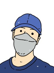 cute man cartoon on white background