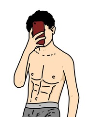 Fototapeta premium cute man cartoon on white background