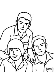 black and white cute friend cartoon for coloring