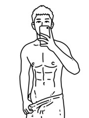 black and white of man cartoon on white background