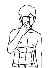 black and white of man cartoon on white background