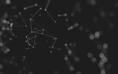 Abstract background. Molecules technology with polygonal shapes, connecting dots and lines. Connection structure. Big data visualization.