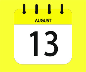 August 13th yellow calendar icon for days of the month