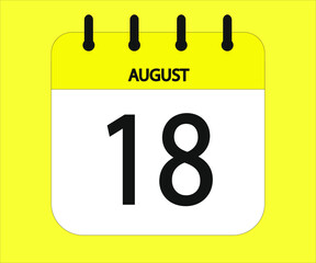 August 18th yellow calendar icon for days of the month
