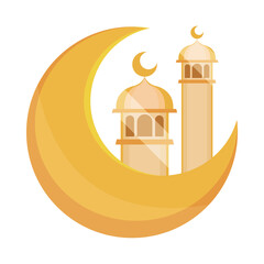 arabic building and moon