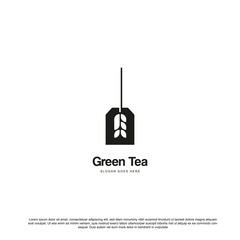 Creative tea bag logo design. Green tea design vector