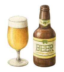 ビール　手描きアナログ