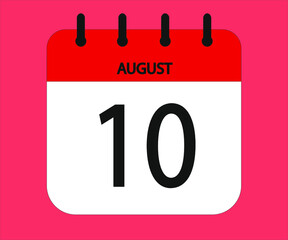 August 10th red calendar icon for days of the month