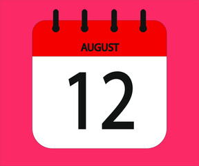 August 12th red calendar icon for days of the month