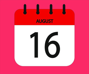 August 16th red calendar icon for days of the month
