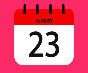 Fototapeta premium August 23th red calendar icon for days of the month