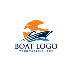 Boat and Sea Logo Sign Design