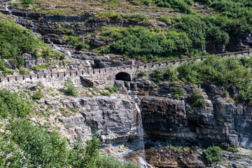 The triple arch area of Going to the Sun Road in Glacier National Park