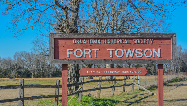 The Fort Towson Oklahoma Historical Society Sign, In Fort Towson, Choctaw County, Oklahoma