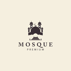 the bridge to the mosque  islamic logo vector icon symbol illustration design