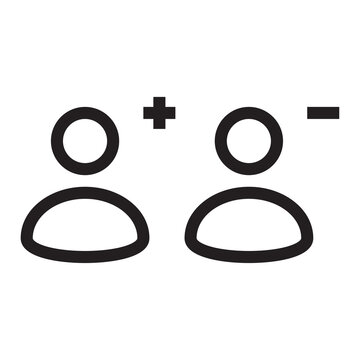 Icons people plus minus. Cross symbol. Flat button. Tick icon. Vector illustration. stock image. 