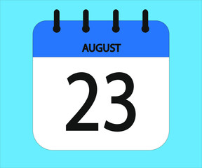 August 23th blue calendar icon for days of the month