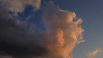 Sunset Clouds Moon Plane