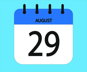 August 29th blue calendar icon for days of the month